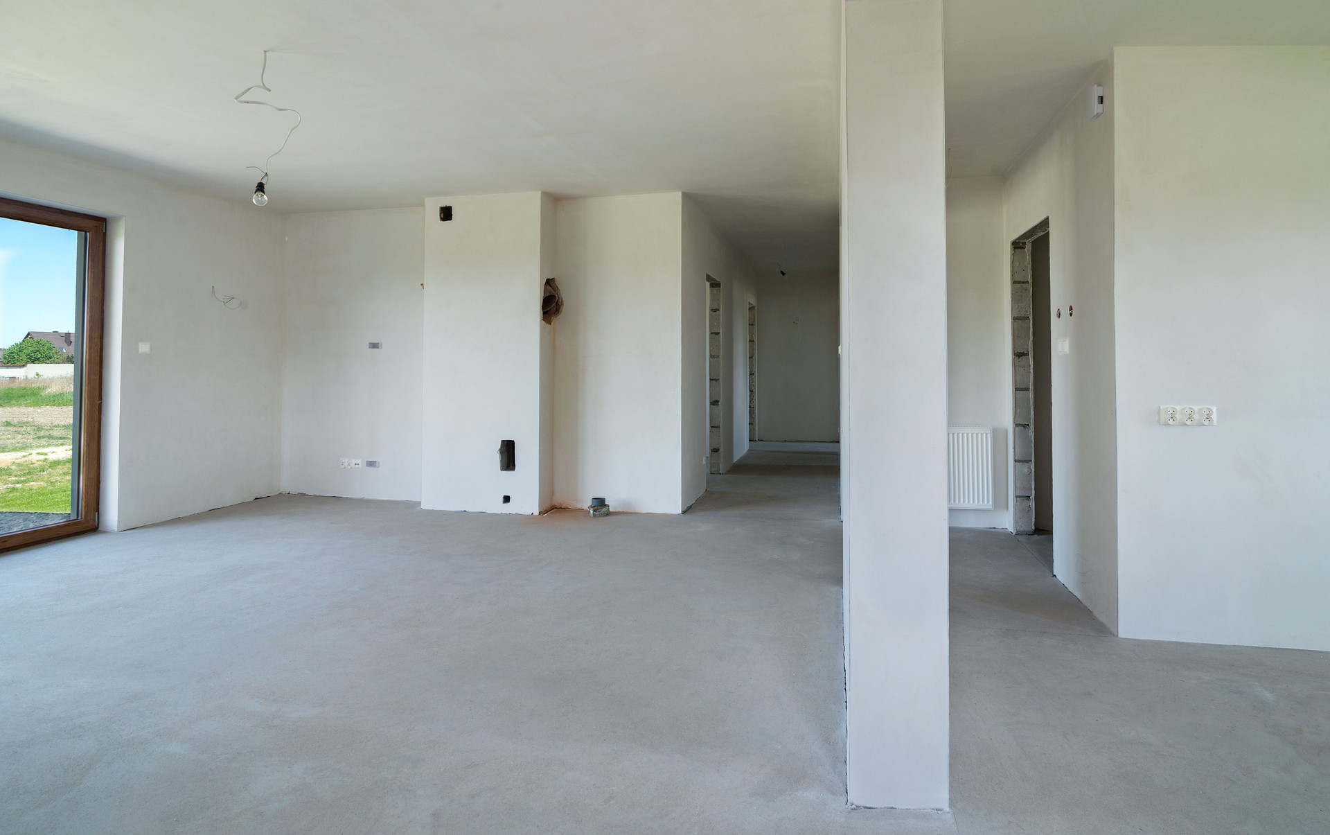 House in a finishing stage. Unfinished building interior, new house in progress